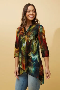 VICKY ABSTRACT PRINT TUNIC TOP -Printedcarpetus d97d58cb0d80e5741bf69a1d05a899e2