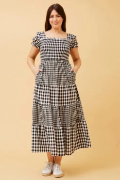 ASHTON GINGHAM TIERED MAXI DRESS -Printedcarpetus d9c12ad2961ae741c105b891c2dbb3f1
