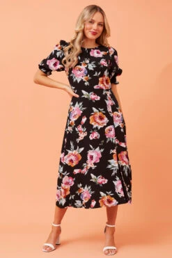 PEYTON FLORAL MIDI DRESS -Printedcarpetus da58440facec3cf5ab25332e3cac894d