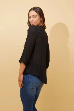 AMITY ROLL UP SLEEVE DRAPE TOP -Printedcarpetus da84b5dd59e7372b5213d63862a7dbe8