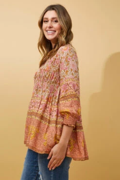 KARISSA BOHO PRINT TOP -Printedcarpetus db146c0a2ed1f0d31400a79de1fb64c4