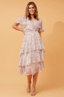 WINDSOR FLORAL RUFFLE LAYERED DRESS
