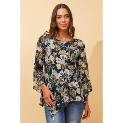 ALISON FLORAL FOIL PRINT TOP -Printedcarpetus db467fbaa9771b5979df03a6c73b2969