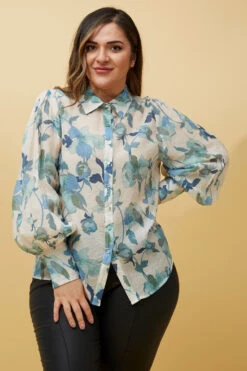 BELLE LONG BALLOON SLEEVE FLORAL SHIRT -Printedcarpetus dd32aa6088a73310c5bfbf3921e39823
