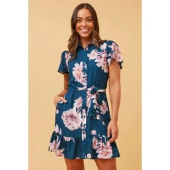 OLIVE FLORAL SHIRT DRESS -Printedcarpetus de8d1ab1a8ce2197fb49e1322410f79c