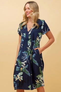 ALOHA TROPICAL PRINT SHORT DRESS -Printedcarpetus deaa37c904c102df3d03e2353b41ecf2