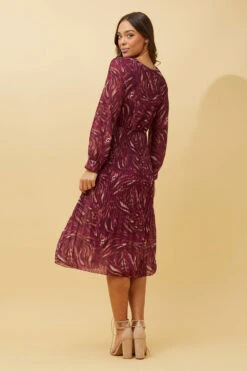 ZANETTA ABSTRACT PRINT TIERED PLEATED MIDI DRESS -Printedcarpetus df51621d885c8aee48e7edafabfd2b6e