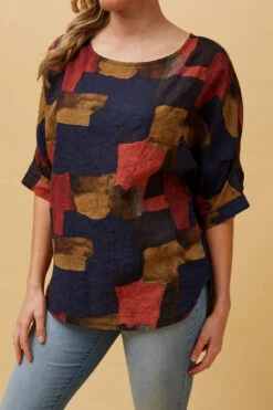 TARA ABSTRACT PRINT HI LOW HEM TOP -Printedcarpetus e03542b5b696a1a320ef054f16b98e1e