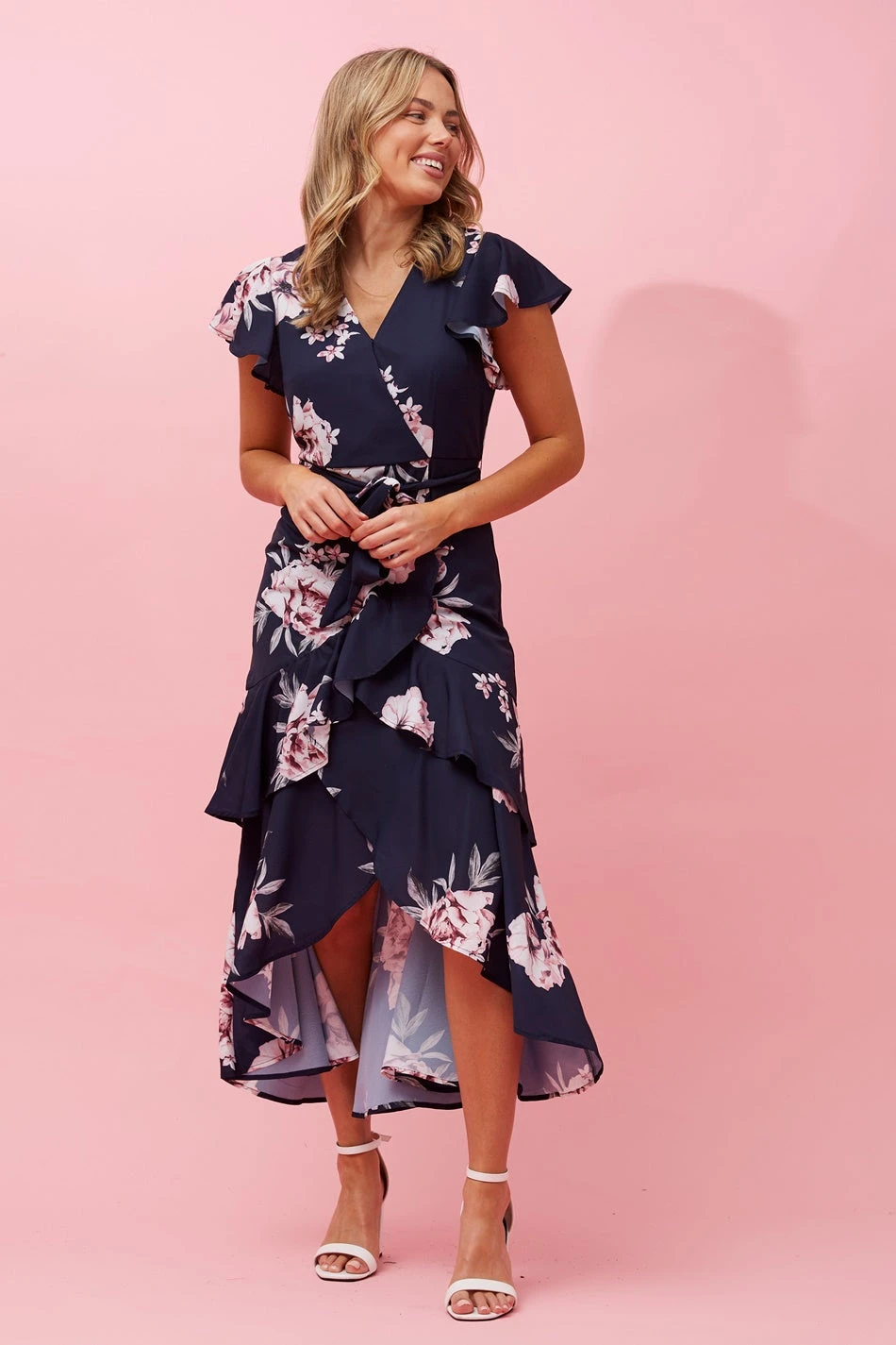 DENVER FLORAL RUFFLE HEM HI LOW DRESS 5 DENVER FLORAL RUFFLE HEM HI LOW DRESS - Image 3