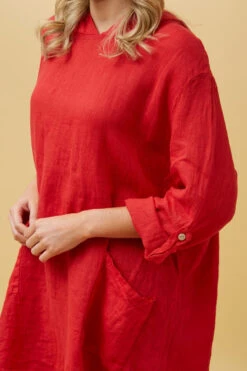 SILVAVA HOODED LINEN TUNIC TOP -Printedcarpetus e0c904874e0d109038329fec95c7091e