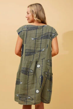 RIMINI TRIBAL PRINT LINEN DRESS -Printedcarpetus e18be0ab2d89bfaf730bd262e5124df2