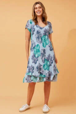 ELECTRA DOUBLE LAYER FLORAL DRESS -Printedcarpetus e2fd4a5c94f7d9b45773ad2c76a66616