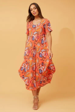 YESSICA PAISLEY PRINT MIDI DRESS