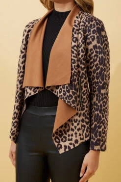 LENI LEOPARD PRINT WATERFALL CARDIGAN -Printedcarpetus e37aff841ee59ce83ccfc30077c0b1dd