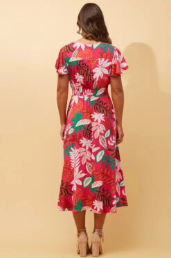 Stella FLORIDA LEAF PRINT MIDI DRESS -Printedcarpetus e514d2351f0e81c2a29684d6c1af726b