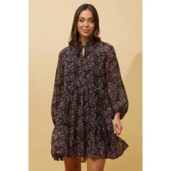 CALVIN BALLOON SLEEVE FLORAL SHORT DRESS -Printedcarpetus e53a5d33cdf8a2dcf3fab33a5ec216d9