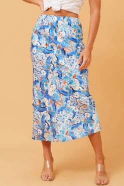 GLINDA SATIN PRINTED MIDI SKIRT -Printedcarpetus e5862d49c3e4c936b31e0e3772b49e01