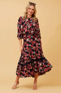 QUINN BOHO TIERED MIDI SKIRT -Printedcarpetus e5fb420d96d4c1a08b25312002ef5efd