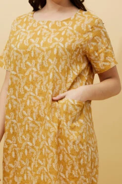 VINE LEAF PRINT SHIFT DRESS -Printedcarpetus e660ccf1da4b29a82a44618502aac993