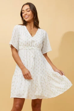 DIAMOND TEARDROP FOIL PRINT SHORT DRESS -Printedcarpetus e66d6cc58ed03a638421693610b441c6