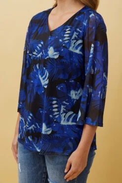 DILLIANA LEAF PRINT DOUBLE LAYERED TOP -Printedcarpetus e70cc4f48a5d99f6d61afbfdf07311f6