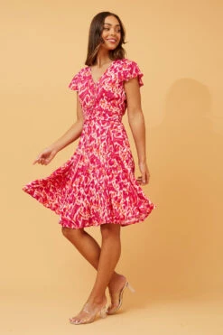 PASADENA ABSTRACT PRINT SHORT DRESS -Printedcarpetus e810d42285b227642661fb7e95e36f17