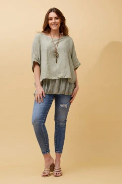 GIANA OVERSIZED DOUBLE LAYERED LINEN TOP -Printedcarpetus e834e8eaca491e5cbaaea45848eb5d20