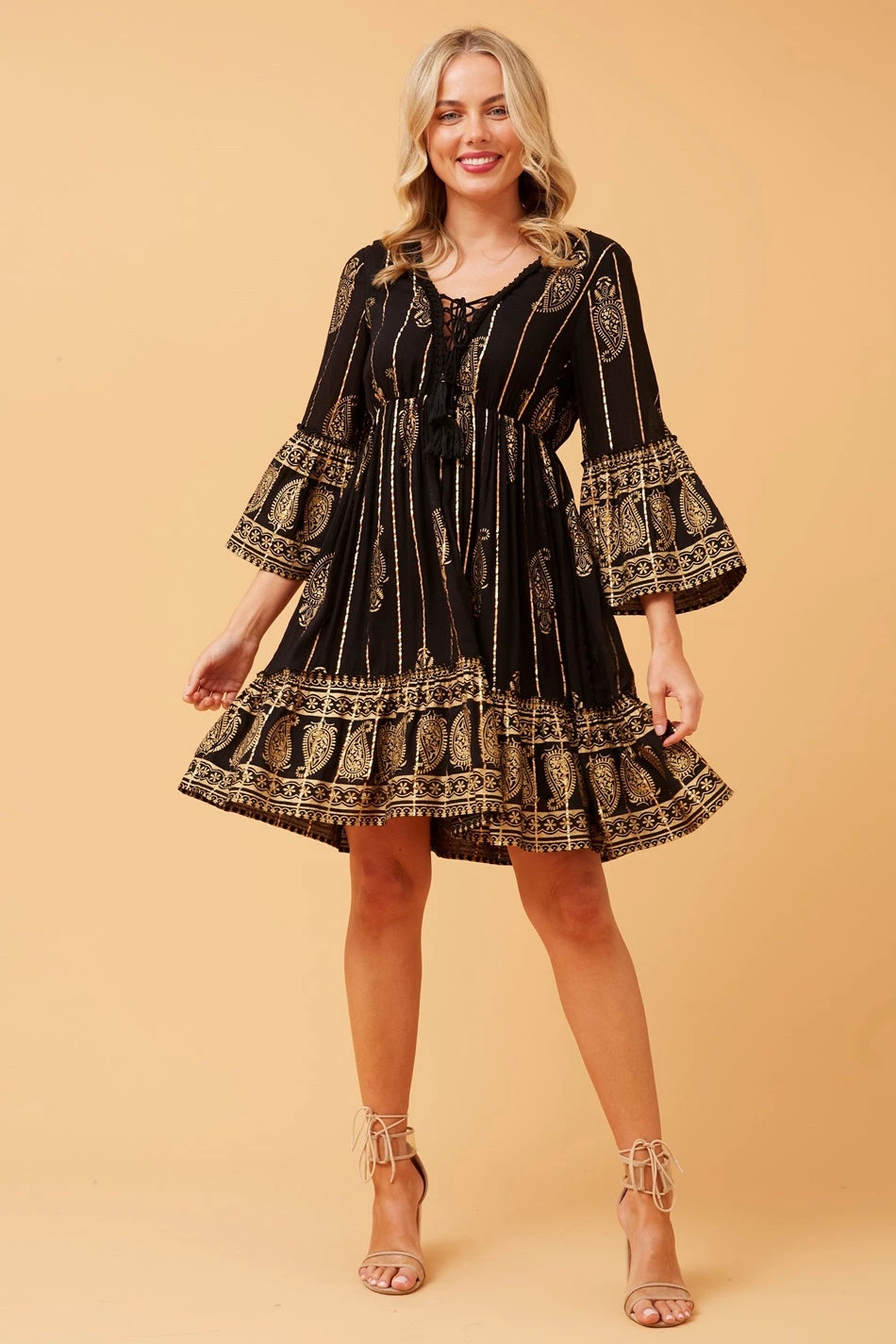 GEETA PAISLEY BOHO SHORT DRESS 6 GEETA PAISLEY BOHO SHORT DRESS - Image 4