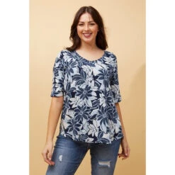 KENDRA BUTTON DETAIL FLORAL TOP -Printedcarpetus eaf44909e9ce73f6de74348c093eb707