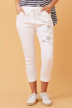 JANJA SEQUIN STAR PRINT JOGGERS -Printedcarpetus eaf45198516132152543562696433e86