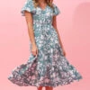 LISDON FLORAL TIERED MIDI DRESS -Printedcarpetus eb251a235e6b6ee4cb663d320264ee3e