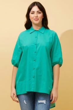 KATHLEEN PUFF SLEEVE SHIRT -Printedcarpetus ebefbded740e94db9190a807672180b8