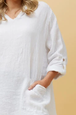 SILVAVA HOODED LINEN TUNIC TOP -Printedcarpetus ecf62ca3d8820031ba3605f80ec1b856