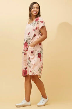 MESSINA FLORAL LINEN SHORT DRESS -Printedcarpetus ed3fabb1db9a27a2e81ba5e82f4efe79