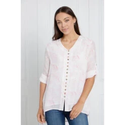 LEAF PRINT BUTTON FRONT TOP -Printedcarpetus ed918e4ebfd049ab0f0826ac30d0ac02