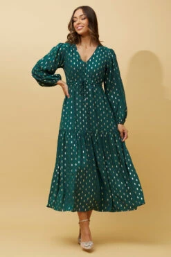 CRYSTELLE TEARDROP FOIL PRINT MAXI DRESS -Printedcarpetus ee9dae367cee53e347b1a318b6c04acb