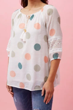 POLKA DOT PEASANT TOP -Printedcarpetus f08d85512ead9d82c92db36c2360c522