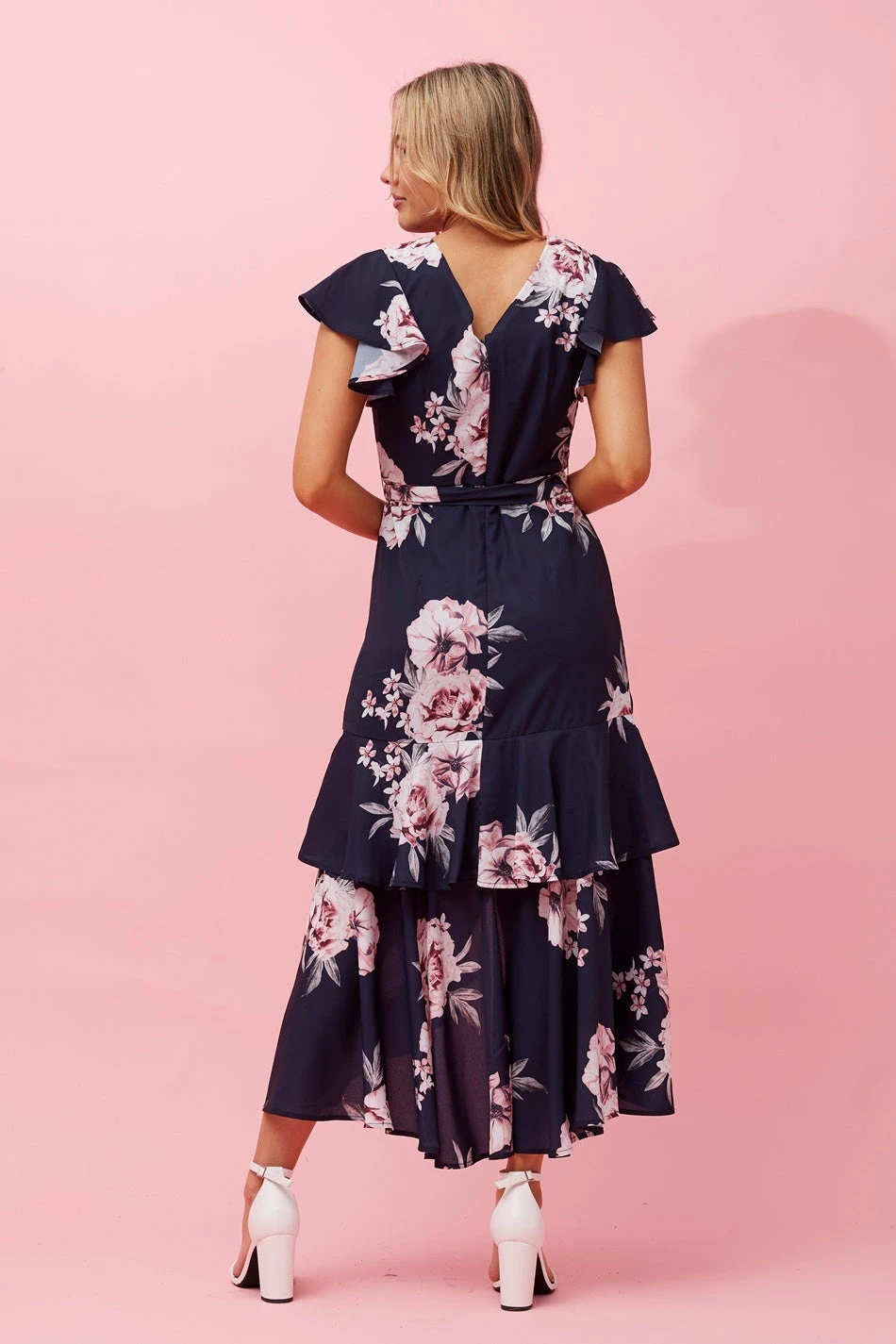 DENVER FLORAL RUFFLE HEM HI LOW DRESS 9 DENVER FLORAL RUFFLE HEM HI LOW DRESS - Image 7