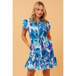 OLIVE FLORAL SHORT DRESS -Printedcarpetus f0ed0054c9aa0a2bc79278915e151ba0