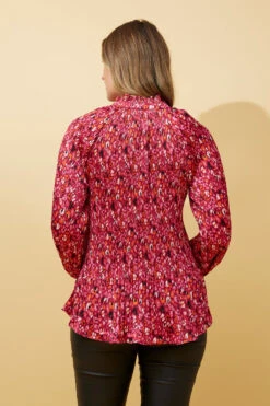 PETA ANIMAL PRINT PLEATED BLOUSE -Printedcarpetus f1289b68359d42eed52c52ed2a31e9e9