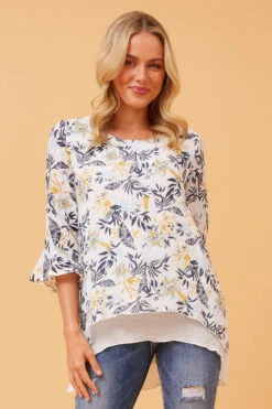 RUMI DOUBLE LAYER FLORAL TOP -Printedcarpetus f1e43e2e001c4a3f476e8e9102e50e2a