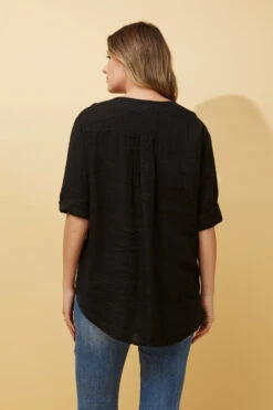 PALERMO BUTTON DETAIL LINEN TOP -Printedcarpetus f271c7eab38b5764d2796a37e3f49a29