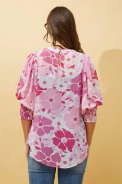 ELEGANT FLORAL BALLOON SLEEVE BLOUSE -Printedcarpetus f35f91cd321a1876729ca972a02312be