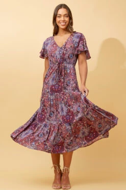 LISDON PATCHWORK TIERED MIDI DRESS -Printedcarpetus f3b6134fe66e63f8f69dfa7e3990a101