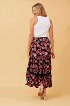 QUINN BOHO TIERED MIDI SKIRT -Printedcarpetus f41b562b2d27af6576ae68a1b0a68485