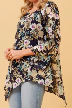 ALISON FLORAL FOIL PRINT TOP -Printedcarpetus f44e830d3f9bed9681df4e34d8454ae1