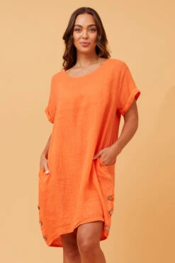 DONATELLA LINEN SHORT DRESS -Printedcarpetus f4da83d43908fab2c032748e9bb7193f