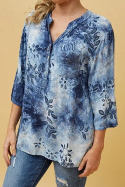 ROSETTA FLORAL SEQUIN TIE DYE DETAIL TOP -Printedcarpetus f563f9547428e4c2423814180e148d8d