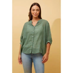 BELINA BUTTON UP SHIRT -Printedcarpetus f577168b42f740a0df6f7ee959762e75