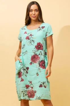 MESSINA FLORAL LINEN SHORT DRESS -Printedcarpetus f677c00b562eec977f1908737663eb2f